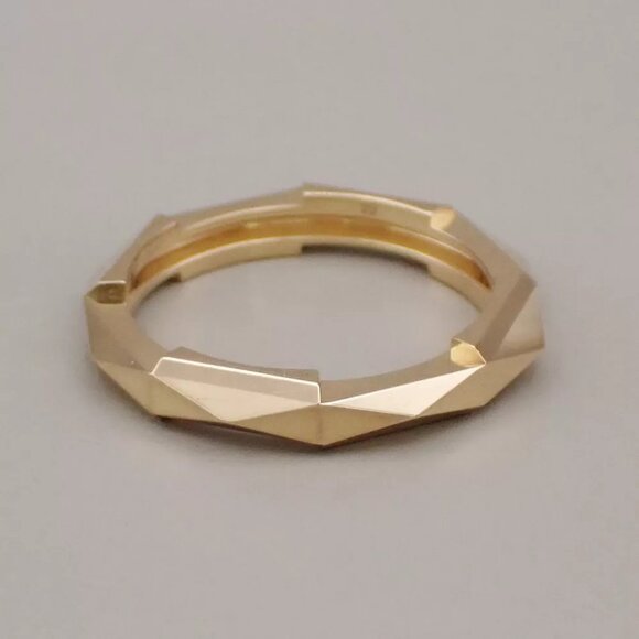 GUCCI Logo Link To Studded Ring Au750 (18K) Size 22 Yellow Gold Italy - Picture 5 of 13